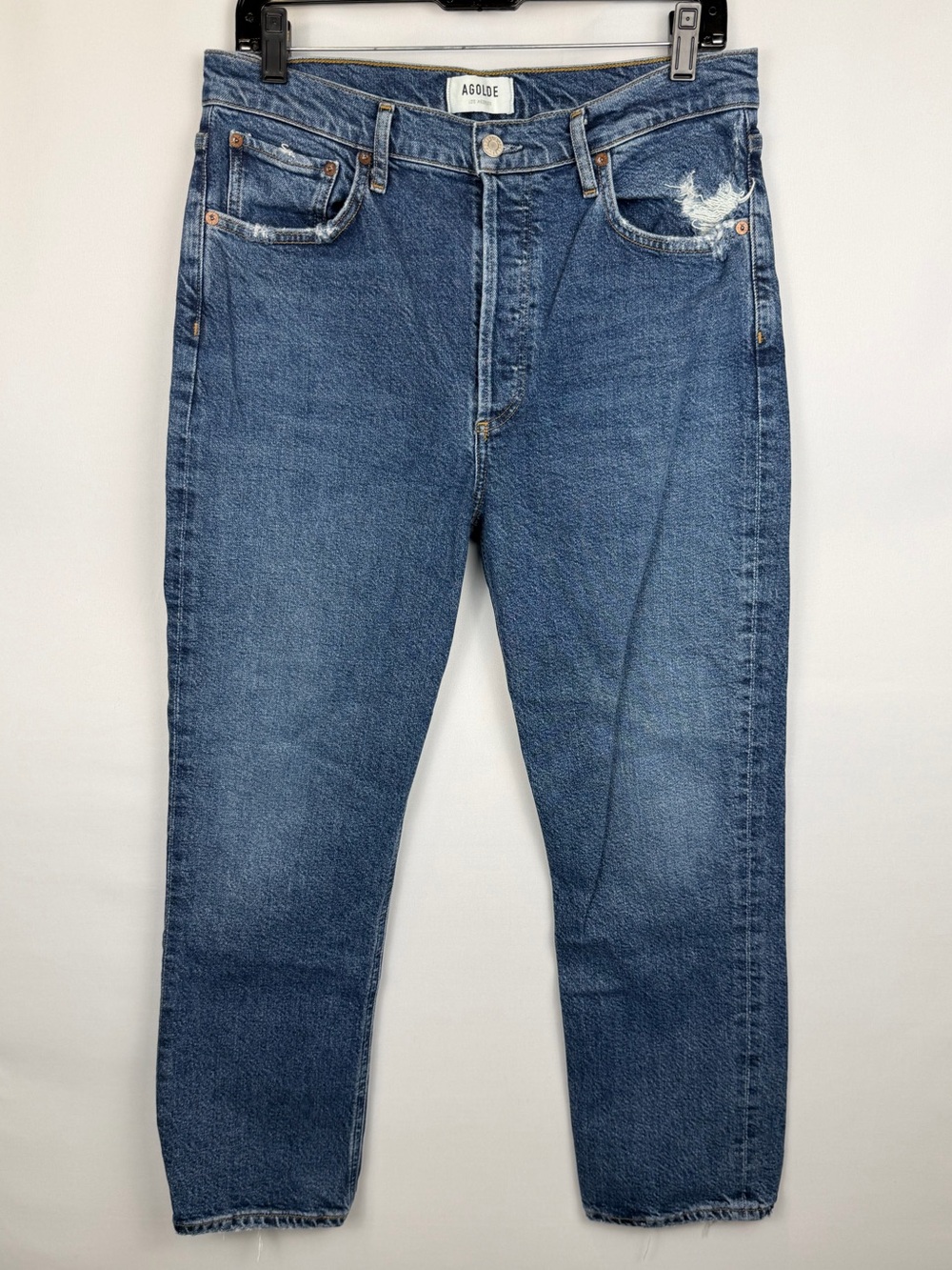 Agolde Riley High Rise Straight Crop Jeans Button Fly Organic Cotton Size 30